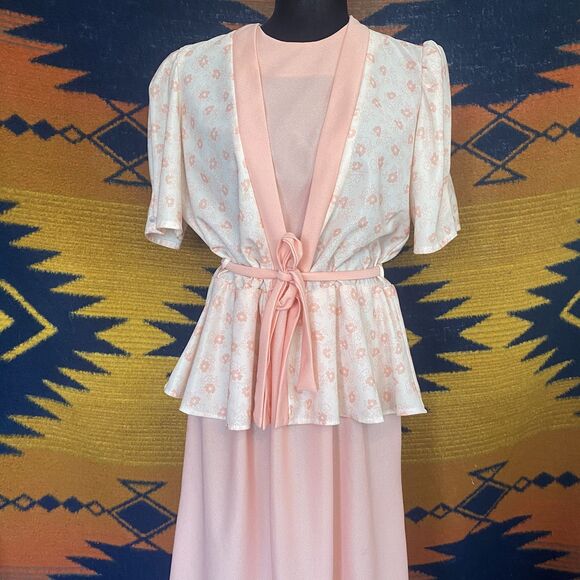 Vintage KR of NY Peplum Style Dress. Midi. Spring. Size 14. USA. 70’s/80’s. - Picture 1 of 15